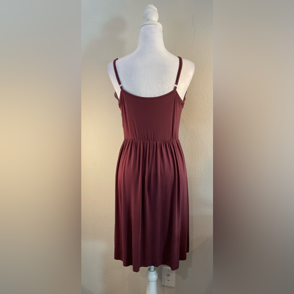 POL Burgundy Lace-Trim Chemise Slip - Picture 7 of 11